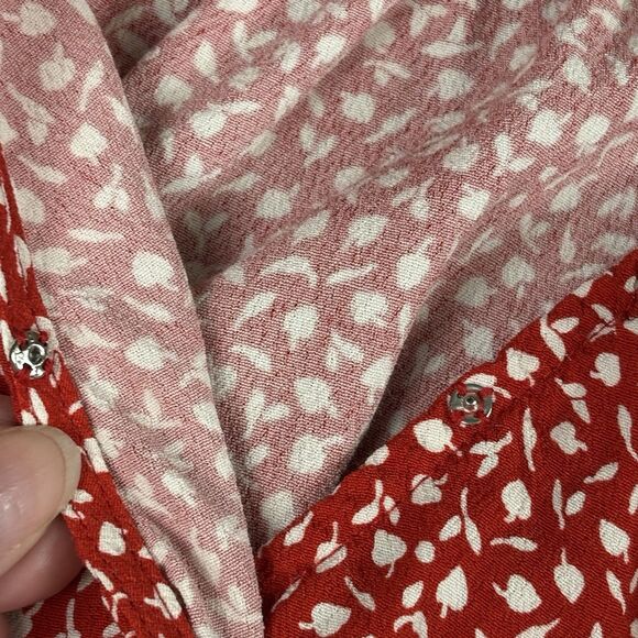 Madewell Kinston Side-Button Wrap Top Womens XS Kilt Red Park Picnic Floral Boho - Picture 7 of 14